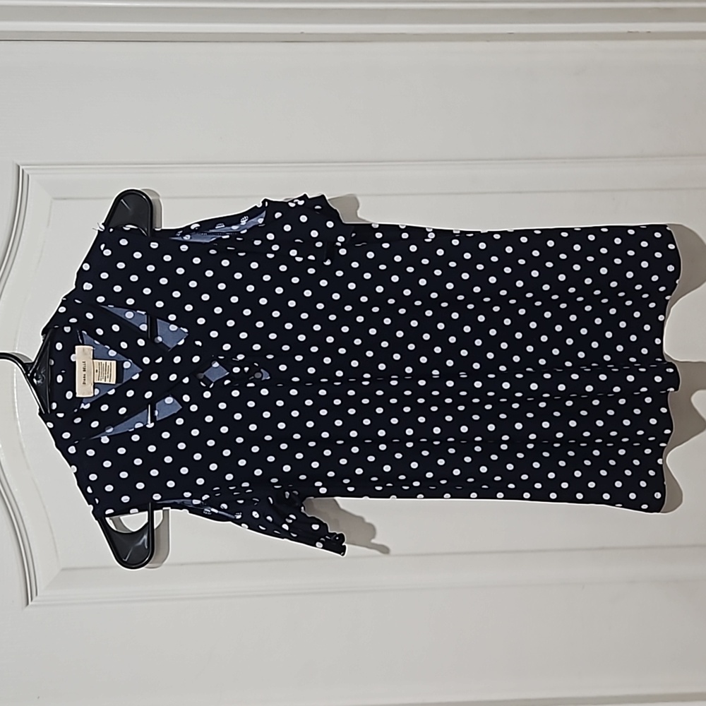Diana Bell Medium blouse navy blue with white dots